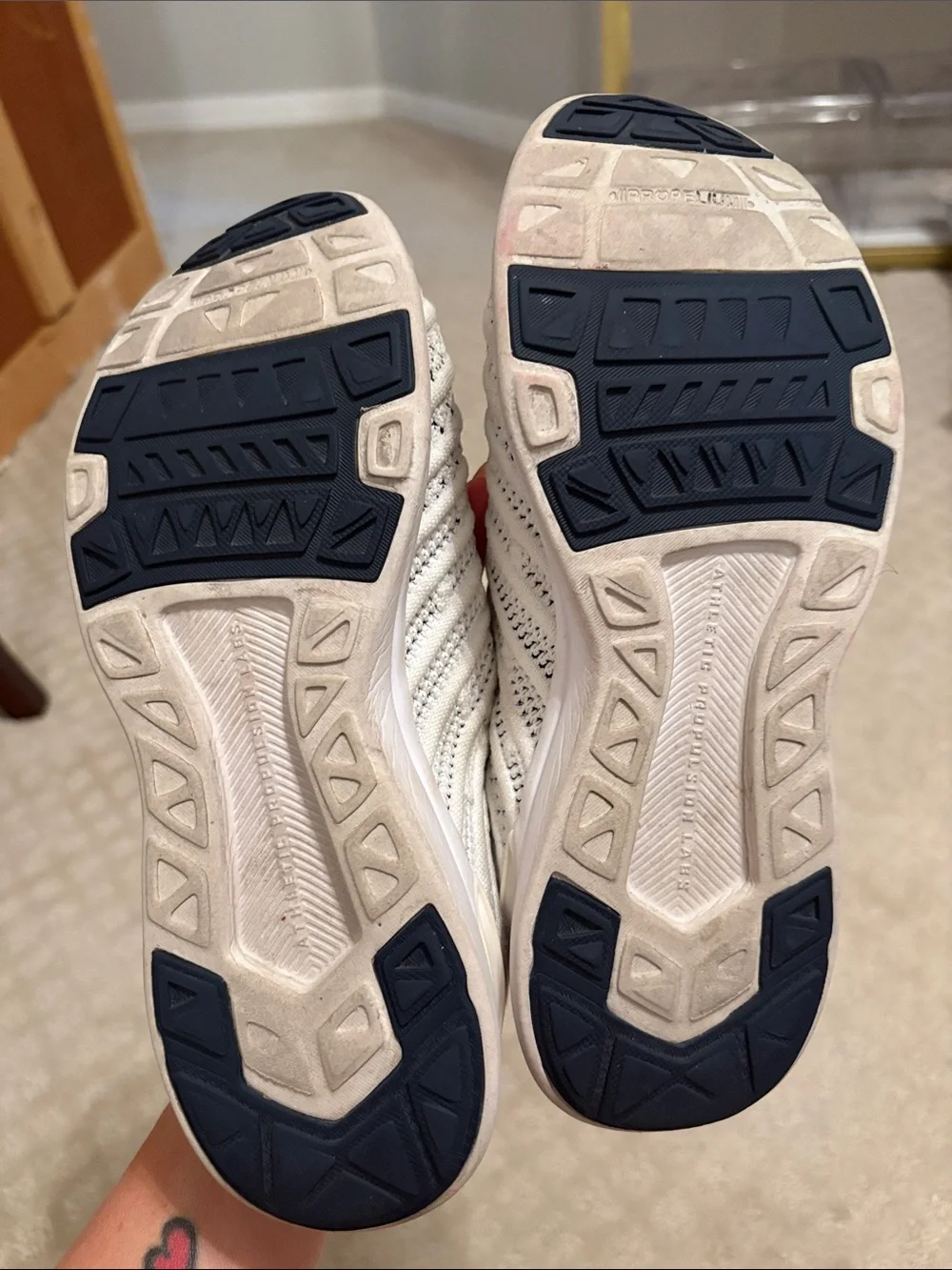 APL Knit Slip-On Sneakers in White and Navy Trim